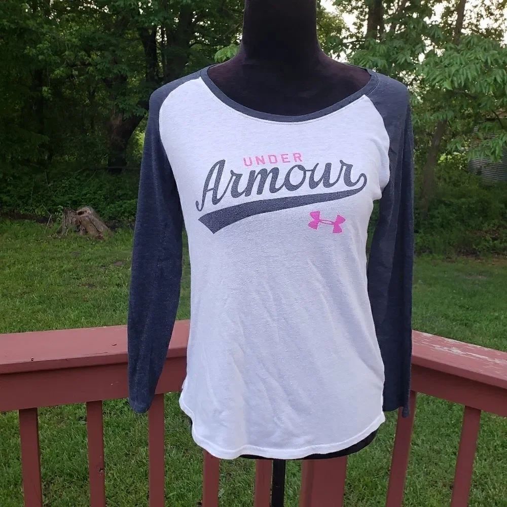 Under Armour Girl's Youth Raglan Pullover Baseball Tshirt, sz Youth Large